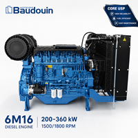 Moteur diesel industriel en ligne à 6 cylindres SCDC Baudouin série 6M16G, 200-360 kW, 1500/1800 tr/min, avec vilebrequin durable pour groupe électrogène