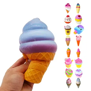 Custom Soft Kids Safety PU Foam Ice Cream Stock Shapes Slow Rising Food Anti-Stress Ball Stress Relief Squishy Toys