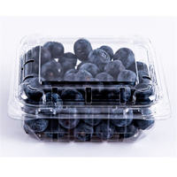 Op maat gemaakte groothandel transparante PLA fruitvouwdoosjes, blauwe bessen punnets, recycleerbare clamshell verpakkingen