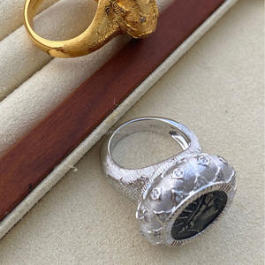 Anillo de Moneda Antigua Helios Estilo Dibujo, Plata S925, Retro, Lujo Ligero, Chapado en Oro de 18k y Rodio, con Circonita, Joyería Fina para Hombre - Product Image 6