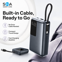 Batterie externe étanche 20000 mAh avec charge rapide PD 65W, logo personnalisé, câble USB-C intégré et affichage numérique – Vente en gros usine