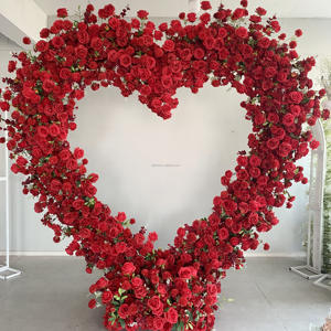 A71 Arche artificielle de fleurs de rose rouge profond pour vin de <span class=keywords><strong>Bourgogne</strong></span> avec support Arche florale en forme de cœur pour la <span class=keywords><strong>location</strong></span> d'événements de mariage - Product Image 1