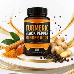Nouvelles capsules de curcuma biologique, gingembre et poivre noir 1000 mg - Soutien antioxydant, métabolisme articulaire, santé - 60 capsules pour adultes - Product Image 2