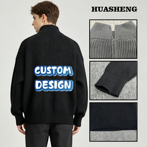 <span class=keywords><strong>Pull</strong></span> tricoté à manches longues pour hommes, style urbain euro-américain, avec fermetures éclair tendance, respirant, vente en gros - Product Image 3