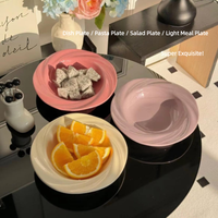 Assiette creuse en céramique à motif uni, de haute qualité, esthétique et créative, compatible micro-ondes, couleur sous-glaçure, pour salade et dîner