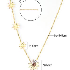 Conjunto de Joyería Económico con Anillo de Acero Inoxidable con Flores, Collar con Baño de Oro de 18K y Circonitas, Regalo Personalizado de Collar y Pulsera para Adolescentes - Product Image 5