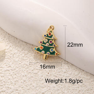 Mini Noël DIY Cuivre Plaqué avec Véritable Or Accessoire Émail Renne Bonhomme De Neige Cloche Pendentif Guirlande Charmes pour Femmes Cadeaux - Product Image 6