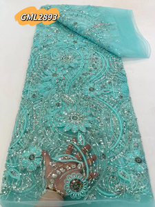 Inmyshop 2025 sang trọng đính cườm vải cô dâu Chất lượng cao pháp Net ren Sequins ngọc trai thêu vải cưới mới nhất thiết kế - Product Image 6