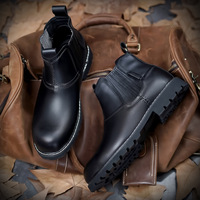 Bottes Chelsea mi-mollet pour homme de haute qualité, dessus en cuir véritable, semelle en caoutchouc, fermeture à enfiler, taille 38-48