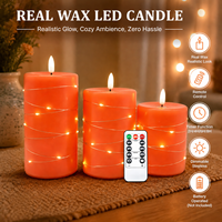 Lampes à bougies LED sans flamme en cire de paraffine orange, à piles, avec télécommande, pour Noël, la maison et la chambre