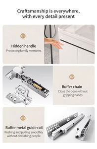 Meubles de salle de bain de luxe modernes avec lavabo, armoire de salle de bain suspendue noire, <span class=keywords><strong>meuble</strong></span>-lavabo en acier inoxydable avec lavabo - Product Image 5