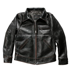 Primavera autunno inverno <span class=keywords><strong>dio</strong></span> 1930 cappotto in vera pelle giacche Vintage in pelle <span class=keywords><strong>di</strong></span> mucca da uomo Slim-fit con bavero da moto - Product Image 1