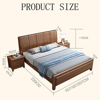 Cadre de lit double moderne en bois massif, dernières tailles Super Single, Queen, King avec 2 tiroirs, en pin et bois d'hévéa pour chambre à coucher et appartement