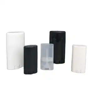 Tubo de desodorante para batom transparente vazio, recipiente de plástico branco oval preto barato 5g 15g 20g branco preto rosa, venda imperdível