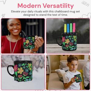 Tasse pour enfants Doodle avec marqueurs de craie liquide lavables Utilisation répétée Tasse de bricolage Tasse à café en céramique noire à peindre 11oz - Product Image 2