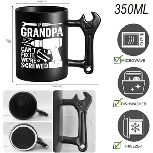 Taza de Café de Cerámica con Diseño de Llave Inglesa, Apta para Microondas y Lavavajillas, Diseño de Dibujos Animados, Regalo Perfecto para Abuelos, Día del Padre - Product Image 2
