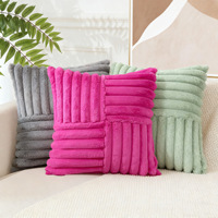 Housse de coussin de canapé en fourrure de lapin rayée, patchwork carré uni, transfrontalière, pour décoration de chevet