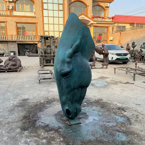 Estatua <span class=keywords><strong>de</strong></span> Cabeza <span class=keywords><strong>de</strong></span> Caballo <span class=keywords><strong>de</strong></span> Bronce <span class=keywords><strong>de</strong></span> Tamaño Real con Patina Multidimensional, Escultura Animal para Patio o Jardín - Product Image 3