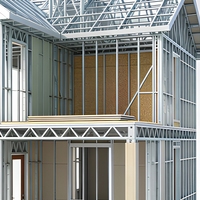 Villa en acier léger préfabriquée, structure en acier à paroi mince formée à froid, ossature de bâtiment résidentiel