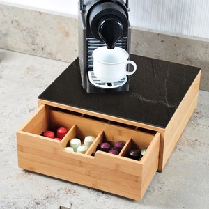 Bamboo K Cup Holder Coffee Pod Drawer Organizer <b>Tea</b> Storage Organizer Bamboo <b>Tea</b> Cake Storage Box with Drawer - Product Image 6