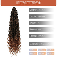 Tresses synthétiques ondulées profondes de 22 pouces Jessica Hair Tresses au crochet BlondeHaute température Fibre tressage Air Curl Cheveux en vrac