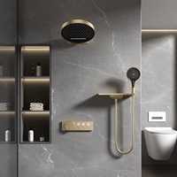Ensemble de douche encastré haut de gamme en cuivre pour usage domestique, au design moderne et minimaliste, système de douche dissimulé intégré au mur