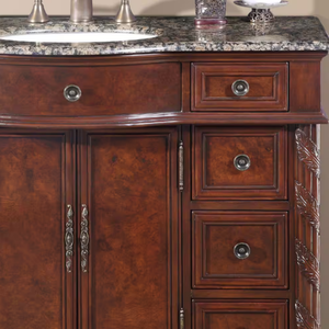 Kabinet kamar mandi gaya Amerika meja rias dipasang 36 56 90 inci MDF Vanity kamar mandi kastanye dengan baskom putih - Product Image 6