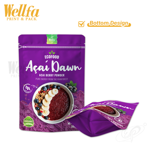 שקית מיילר עם סגירת רוכסן, ניתנת לשימוש חוזר, להדפסה בהתאמה אישית במפעל, 200 גרם/400 גרם, מאלומיניום, לאחסון תבלינים, תות, אסאי, אבקת פירות יער. - Product Image 1