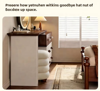 Table de toilette en bois massif, style moderne minimaliste, avec éclairage d'ambiance et rangement intégré pour chambre à coucher