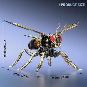 ตัวต่อโลหะ 3 มิติ รูปผึ้ง: ชุดประกอบแมลงวันผึ้งแบบกลไก ทำจากสแตนเลสสตีลชุบทอง 18K สำหรับตกแต่งโต๊ะทำงานสำหรับผู้ใหญ่ (สีดำ-ทอง) - Product Image 6