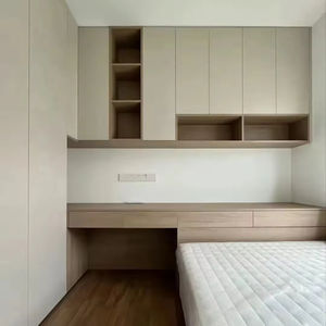 Ensemble de chambre à coucher moderne <span class=keywords><strong>en</strong></span> bois écologique avec <span class=keywords><strong>armoire</strong></span> intégrée, <span class=keywords><strong>bureau</strong></span>, lit tatami, coffre de rangement - Ensemble de chambre à coucher simple - Product Image 5