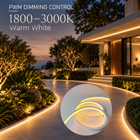 Ruban LED néon flexible en silicone étanche IP68 Ra95 24V 1800-3000K, contrôle de gradation PWM pour éclairage de façade, d'hôtel et d'escaliers
