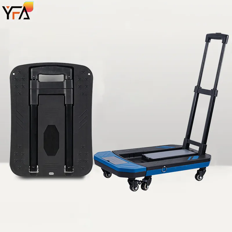 Plastic Folding Platform Truck Push Cart With 6 Wheels Heavy Duty Trolley Transporting Utility Dolly Hand Cart Luggage Carts