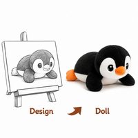 Peluche pingouin couché personnalisée, jouet en peluche mignon de dessin animé, oiseau en peluche doux et moelleux pour cadeau de vacances, décoration intérieure, faible MOQ, OEM, ODM