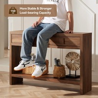 Table console d'entrée moderne en bois de noyer sur mesure avec 2 tiroirs et poignées carrées – Vente en gros