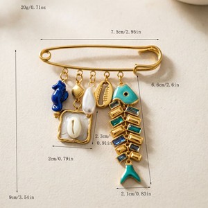 QS 크로스보더 신상품 오션 스타일 핸드메이드 <span class=keywords><strong>DIY</strong></span> 펜던트 브로치 유니섹스 오리지널 스타일리쉬 스테인리스 스틸 빅 브로치 여성용 - Product Image 5