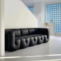 Designer-Stil Wohnzimmer Maßgefertigtes Sofa Weißes Leder 3-Sitzer Boden-Sektionalsofa Couch