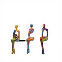 Ensemble de statues de penseurs en résine gravée, style Art déco minimaliste, 3 pièces, colorées, pour la méditation artistique, la maison, le bureau, l'étagère