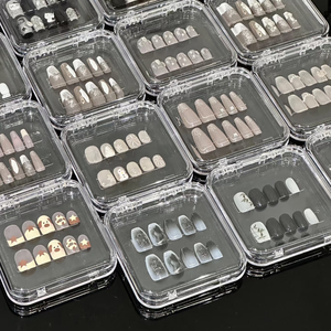 <span class=keywords><strong>Uñas</strong></span> Acrílicas Hechas a Mano con Diseño de Flores Talladas en 3D, Fáciles de Aplicar, Estilo Invernal Prediseñado para Salón de <span class=keywords><strong>Uñas</strong></span> - Product Image 1