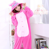 Pyjama d'hiver pour adultes, motif Stitch rose, manches longues, pour femmes et hommes, costumes de dessin animé Stitch, pyjama à capuche de Noël, vêtements de maison une pièce