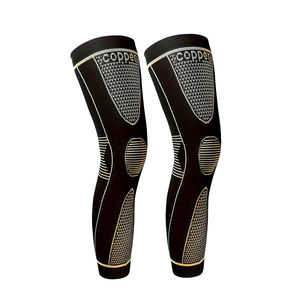 1 paire de manchons de compression longs pour jambes complètes, genouillère en cuivre, protection du genou pour homme et femme, basketball, tennis, course à pied - Product Image 1