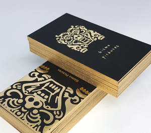 Luxury Gold Foil Embossed Recycled Black Business Cards Custom Visiting Cards Coated Paper Golden Border Edge - Product Image 5