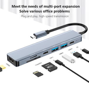 7 En 1 USB C Hub 3,0 Aluminio tipo C hub USB con 3,1 4 puertos de alimentación usb-c portátil Adaptador multifunción Estación de acoplamiento - Product Image 3