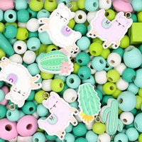 Kit de perles en bois personnalisé Llama Cactus, conception sur mesure, OEM, ODM, marque privée, emballage de détail clé en main, vente en gros en vrac, artisanat