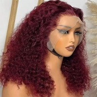 Peluca de Cabello Humano Personalizada, Color Rojo Borgoña, con Frente de Encaje # Pelucas sin pegamento 99J, peluca frontal de encaje HD de cabello humano, proveedor