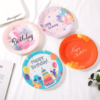 Fournitures de fête d'anniversaire pour mariages Outils de fête de dessin animé Assiettes en papier jetables de 18cm