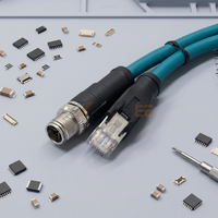 Kabel Ethernet Industri Tahan Air M12 X Code 8 Pin Cat6a Terproteksi untuk Transmisi Data Gigabit