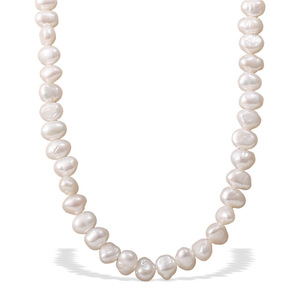 สร้อยคอมุกน้ำจืดธรรมชาติทรงไม่สมมาตรสำหรับผู้หญิง ชุบทอง 18K บนสแตนเลสสตีล สวมใส่ได้ทุกวัน สไตล์หรูหรา - Product Image 5