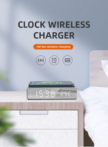 Biểu Tượng Tùy Chỉnh 15W Đa Chức Năng Máy Tính Để Bàn Di Động Sạc Không Dây Với Đồng Hồ Báo Thức Sạc Không Dây - Product Image 2