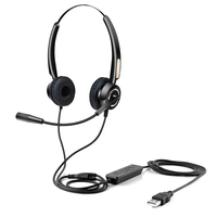 Casque de centre d'appels binaural avec suppression du bruit, casque USB pour ordinateur, casque filaire avec microphone pour le bureau